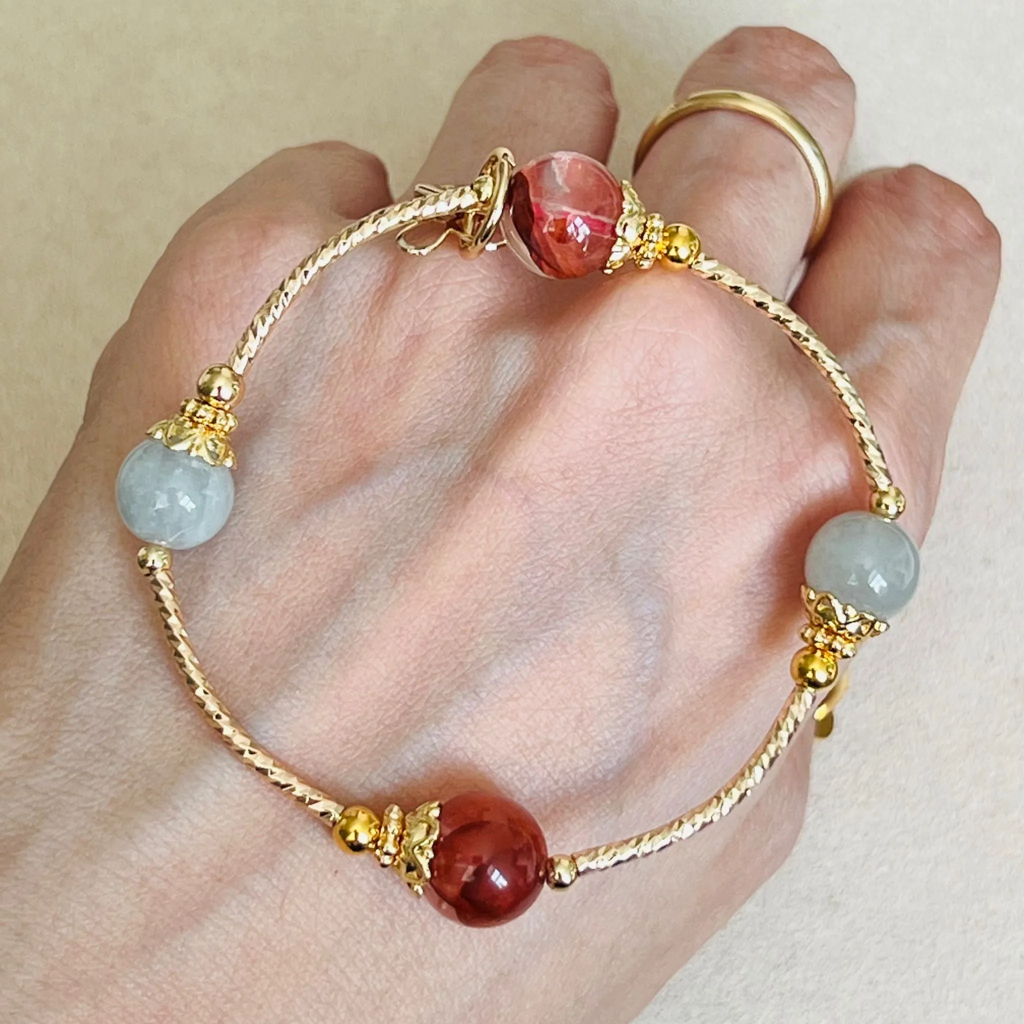 Red Hematoid & Jade La Grace Bracelet