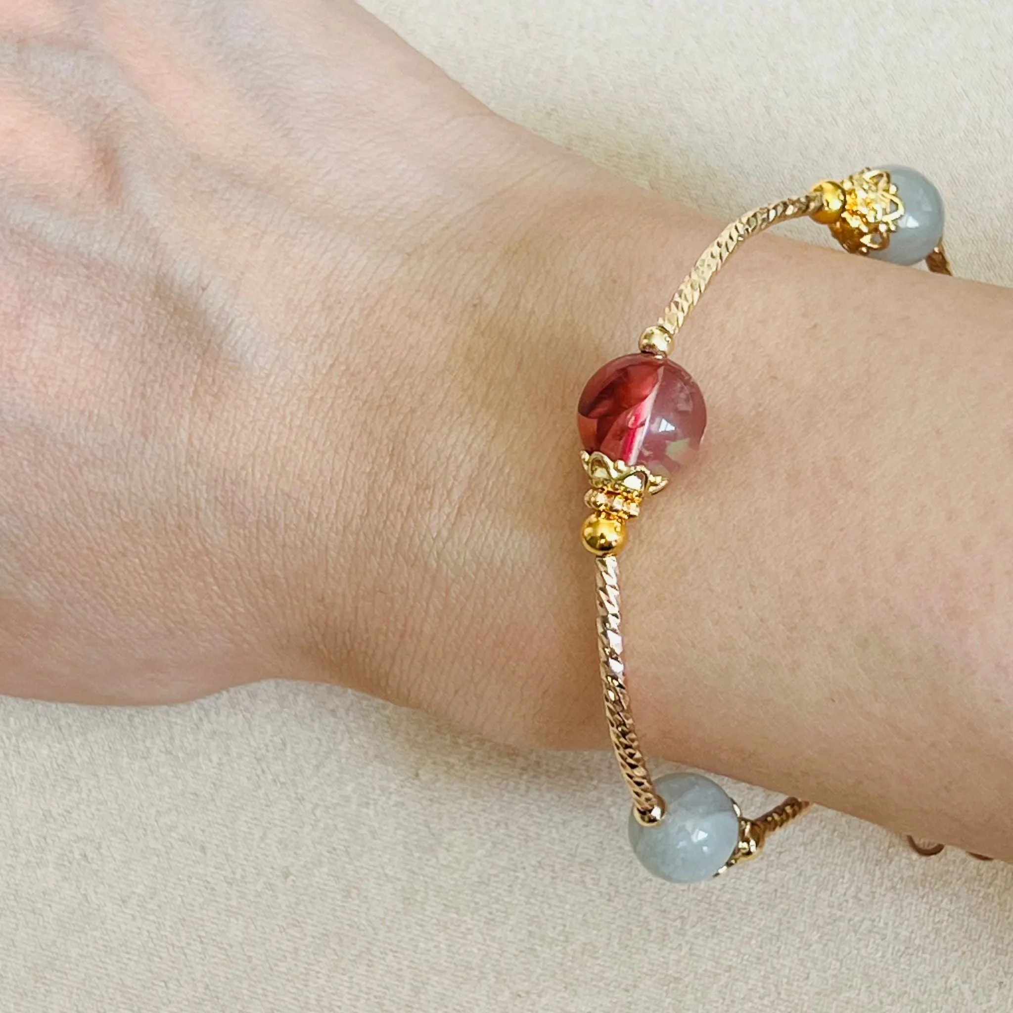 Red Hematoid & Jade La Grace Bracelet