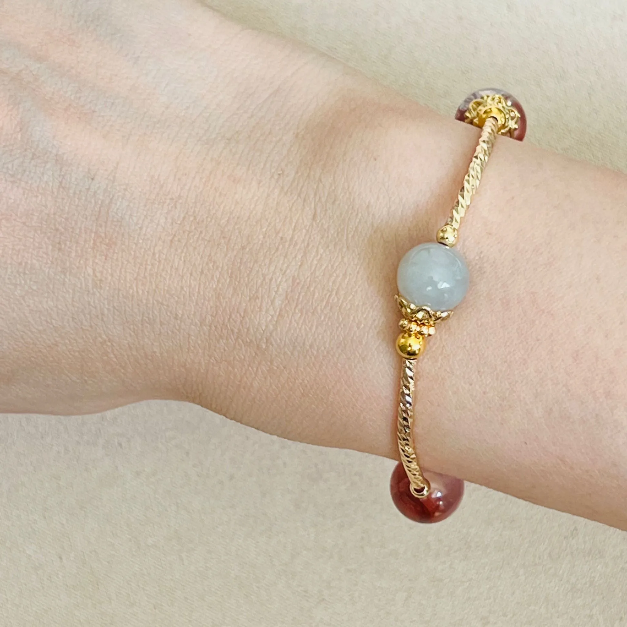 Red Hematoid & Jade La Grace Bracelet