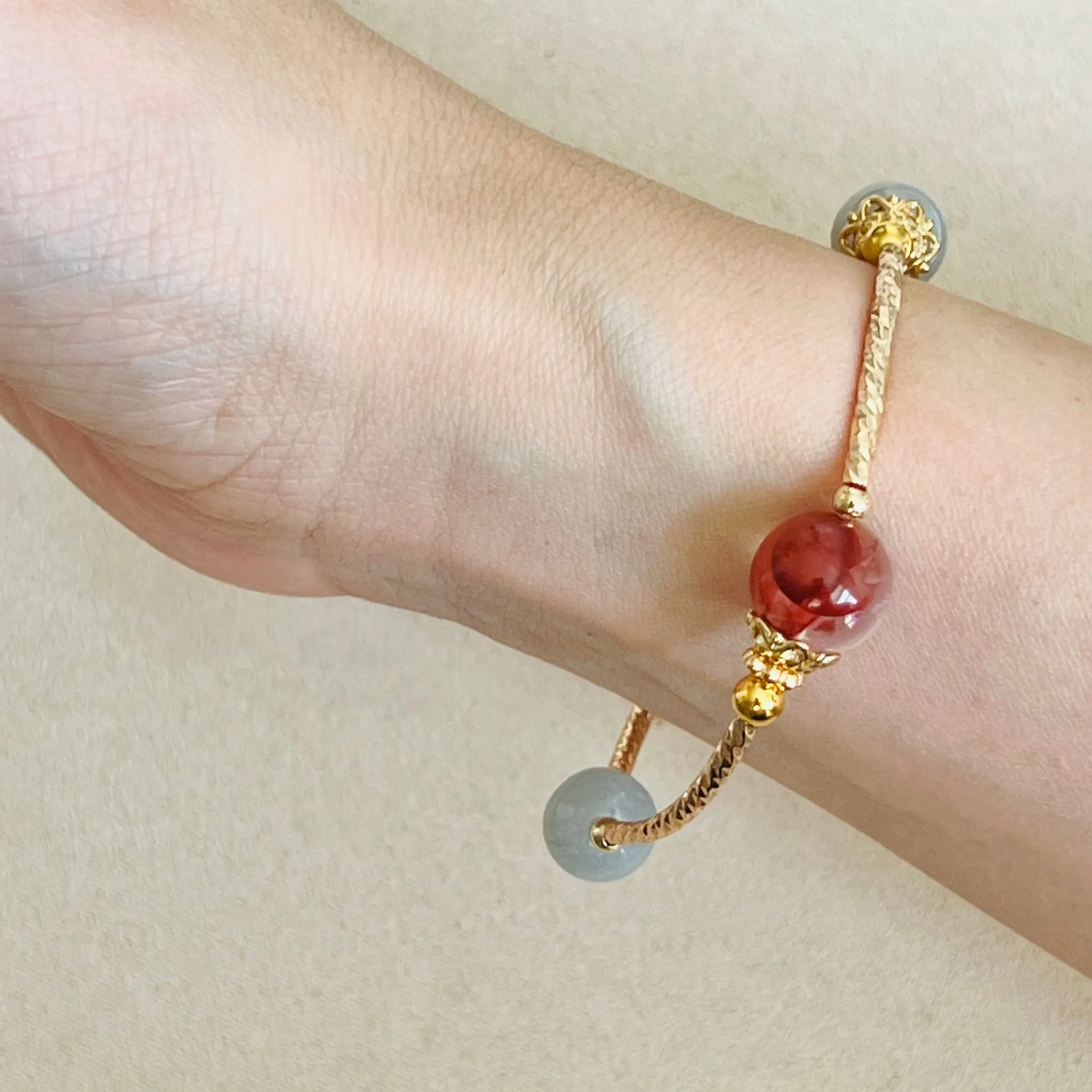 Red Hematoid & Jade La Grace Bracelet