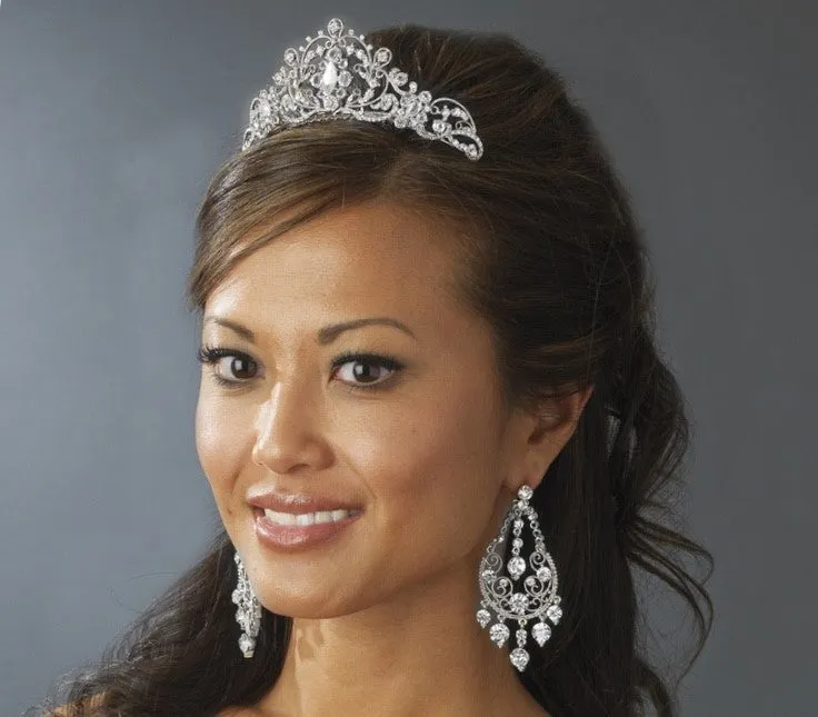 Regal Silver Wedding Crystal Tiara Bridal Comb