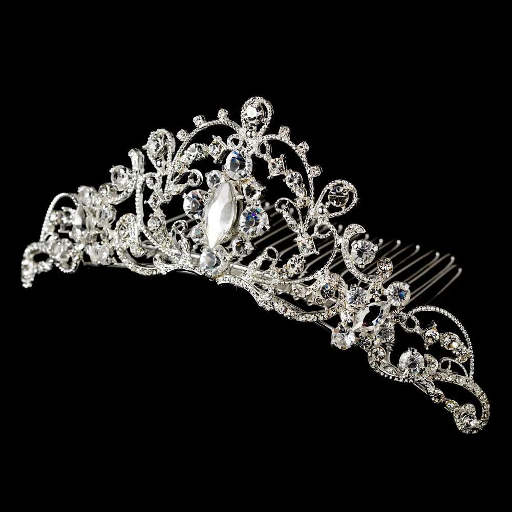 Regal Silver Wedding Crystal Tiara Bridal Comb