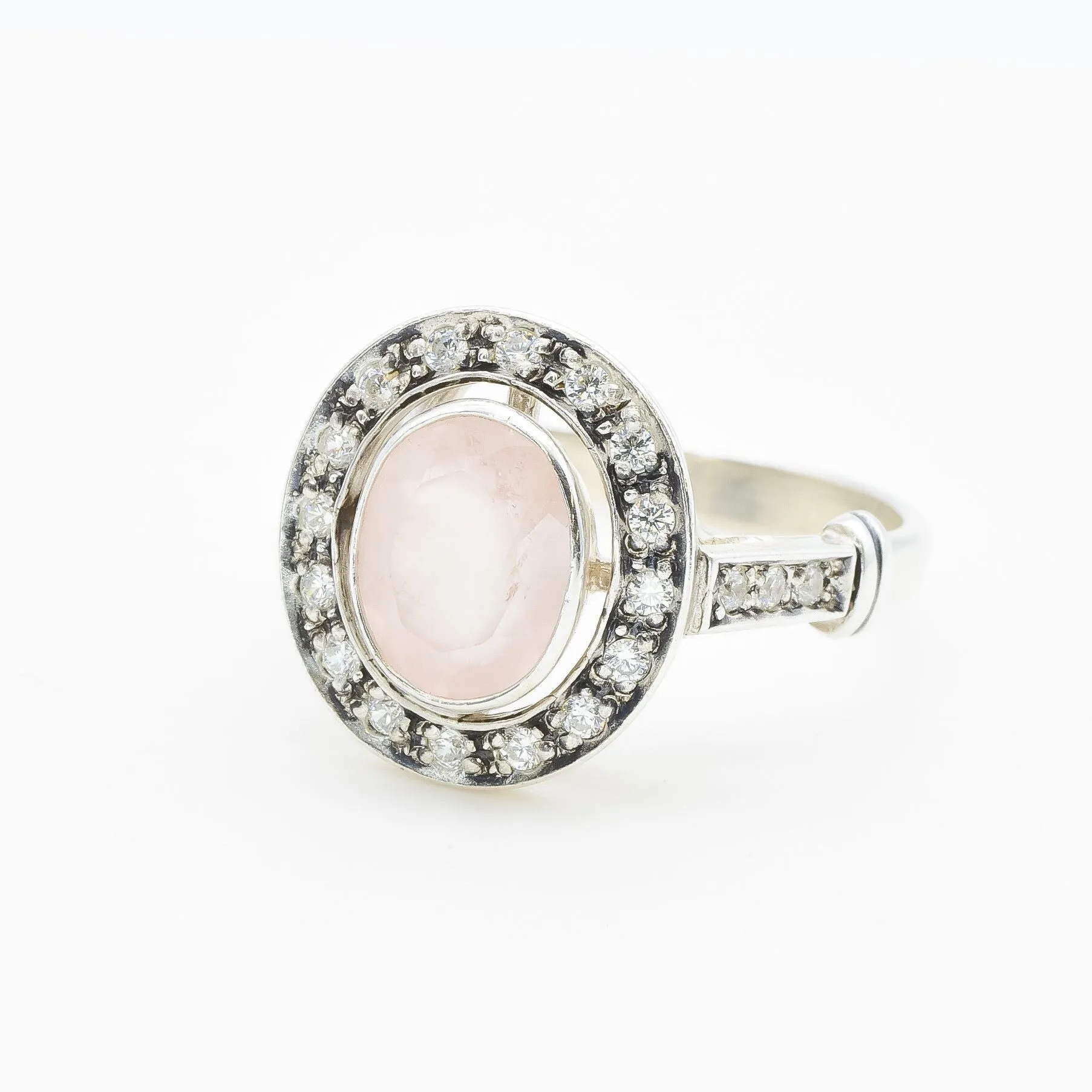 Rose Quartz Ring - Pink Victorian Ring - Statement Rose Quartz Ring