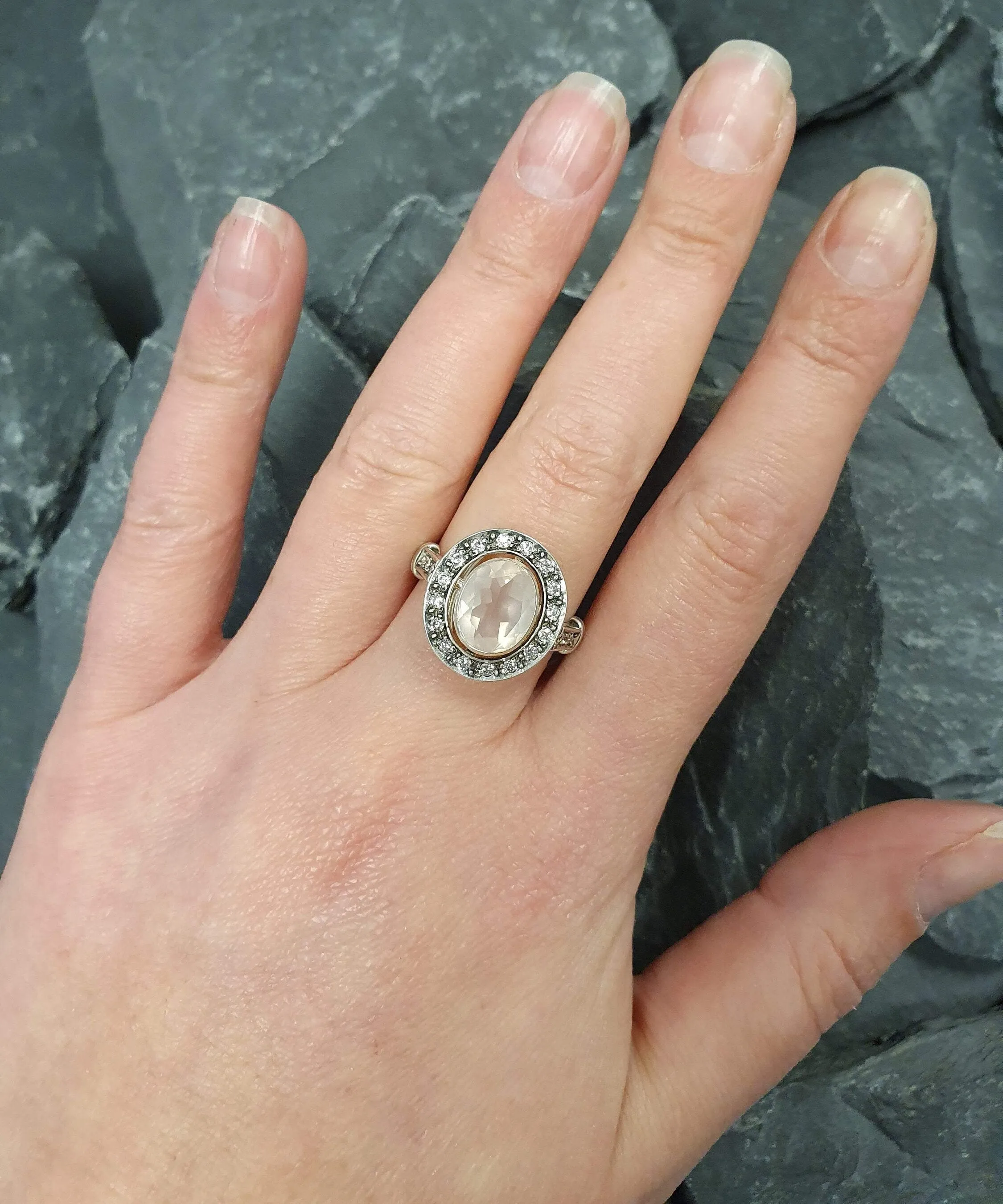 Rose Quartz Ring - Pink Victorian Ring - Statement Rose Quartz Ring