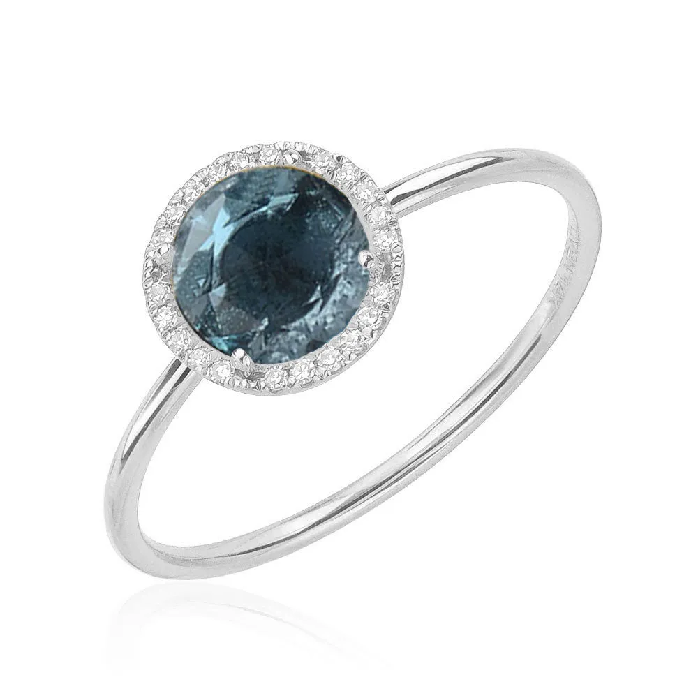 Rosie 6.0mm London Blue Topaz and Diamond Ring