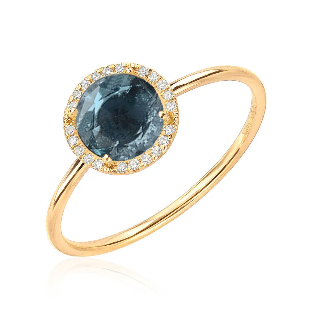 Rosie 6.0mm London Blue Topaz and Diamond Ring