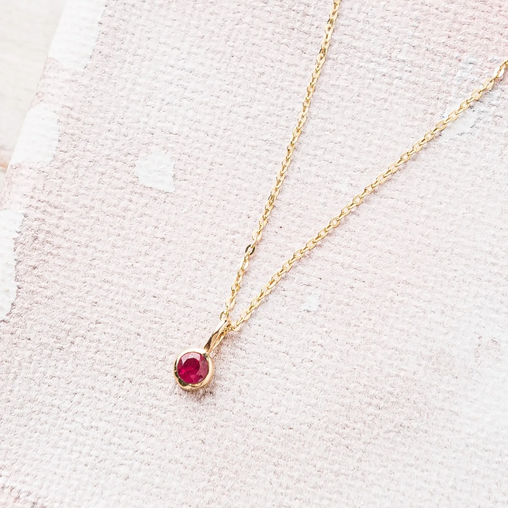 Ruby Accent Necklace in 14k Gold