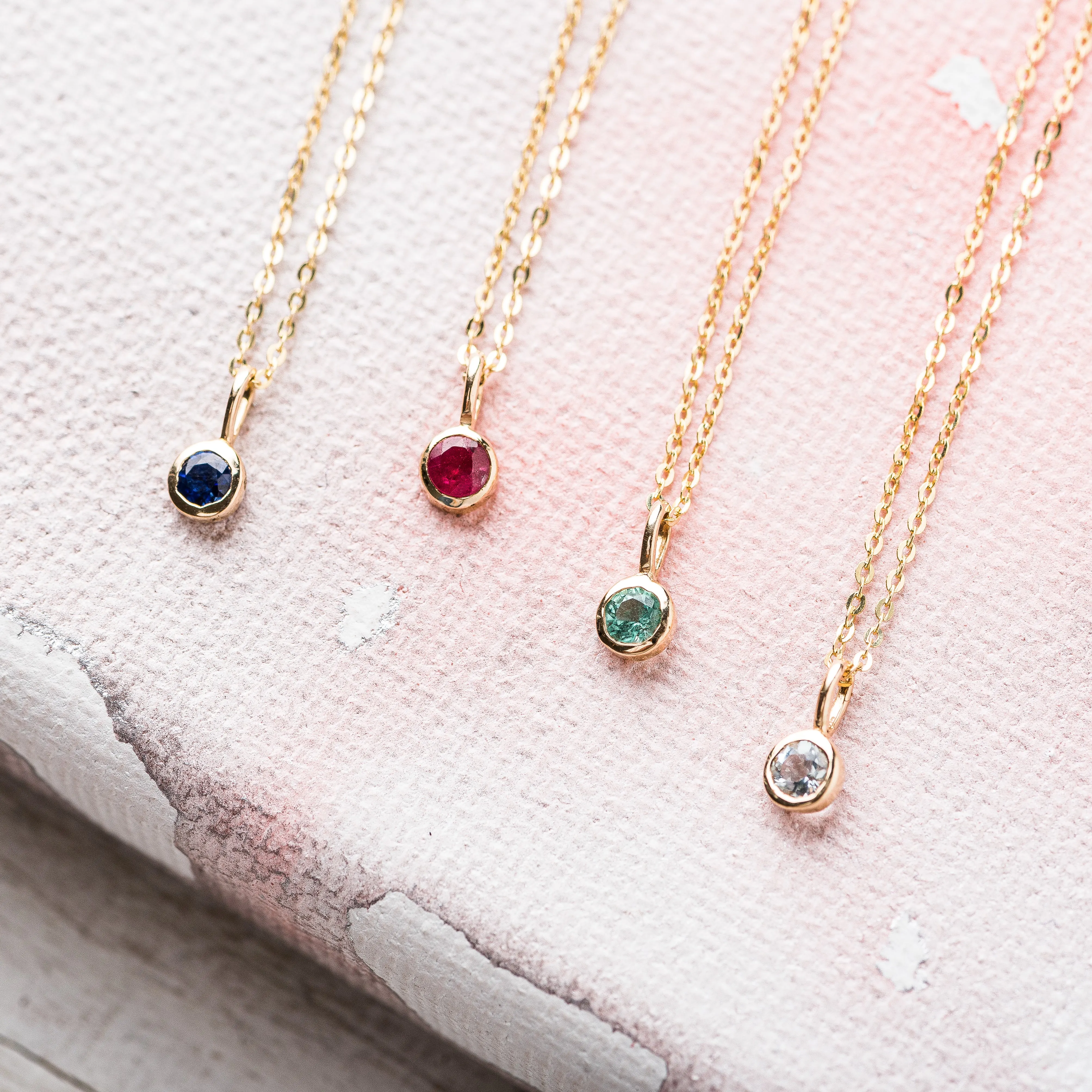 Ruby Accent Necklace in 14k Gold