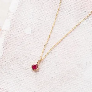 Ruby Accent Necklace in 14k Gold