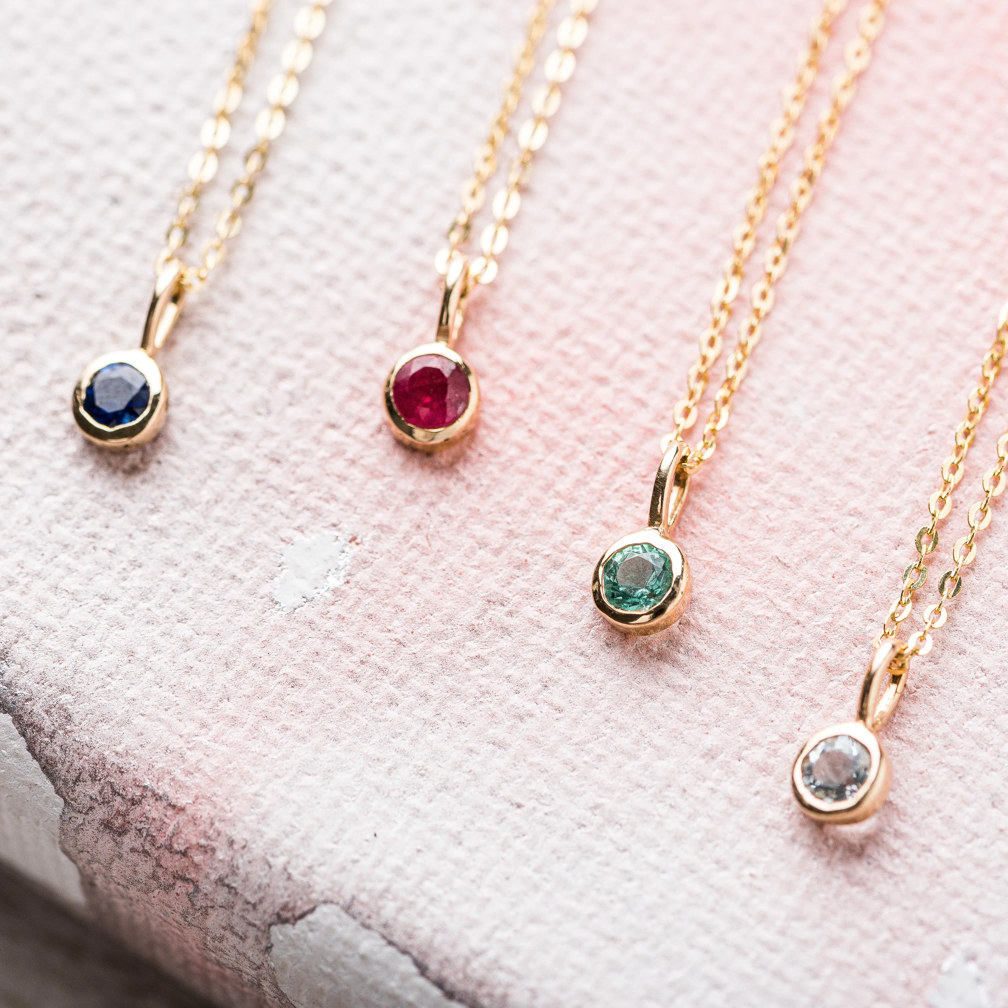 Ruby Accent Necklace in 14k Gold