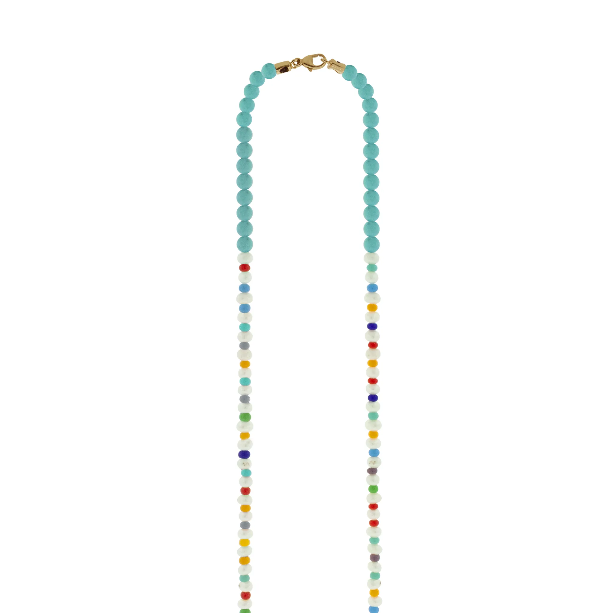 Ruby Baguette ID Bar on Lapis Beaded Necklace