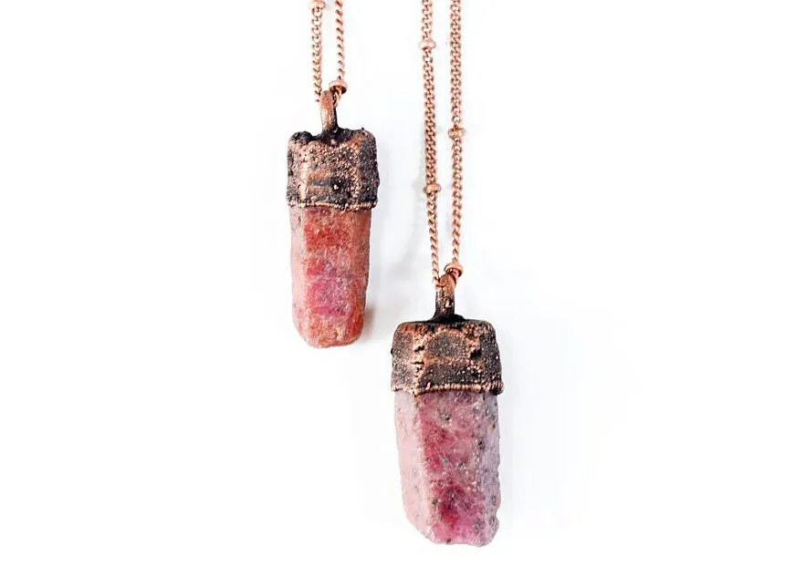 Ruby crystal necklace | Raw ruby necklace