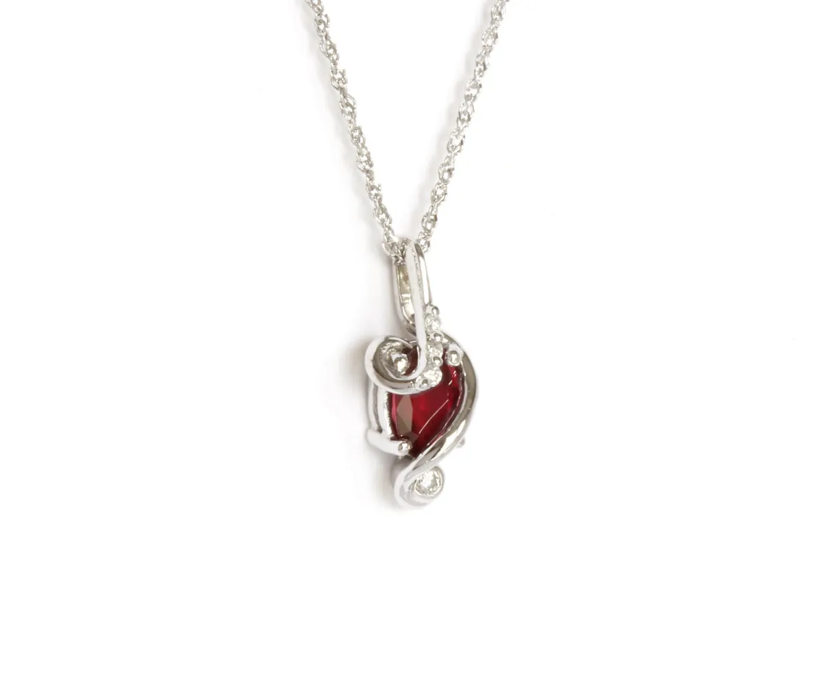 Ruby Diamond White Gold Swirl Necklace