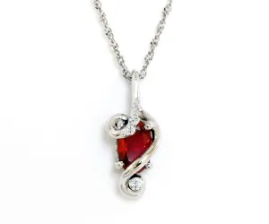 Ruby Diamond White Gold Swirl Necklace