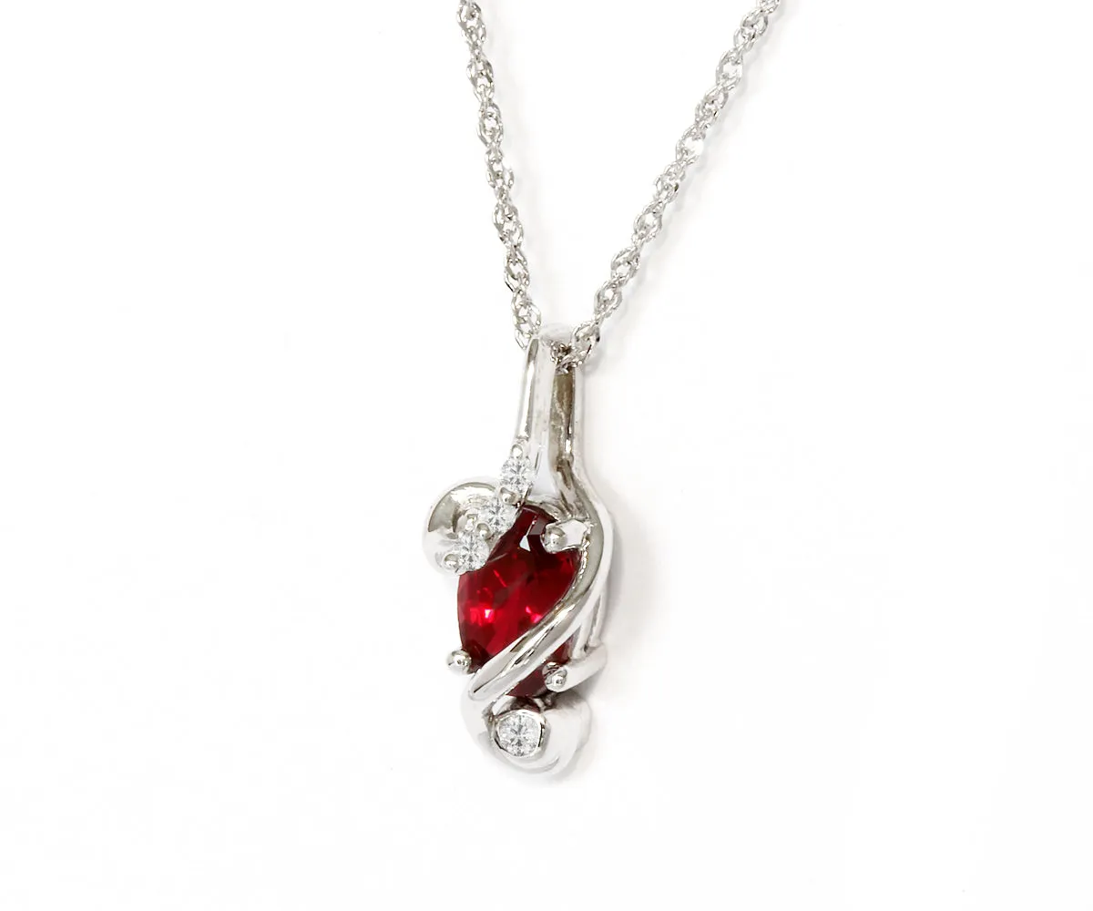Ruby Diamond White Gold Swirl Necklace