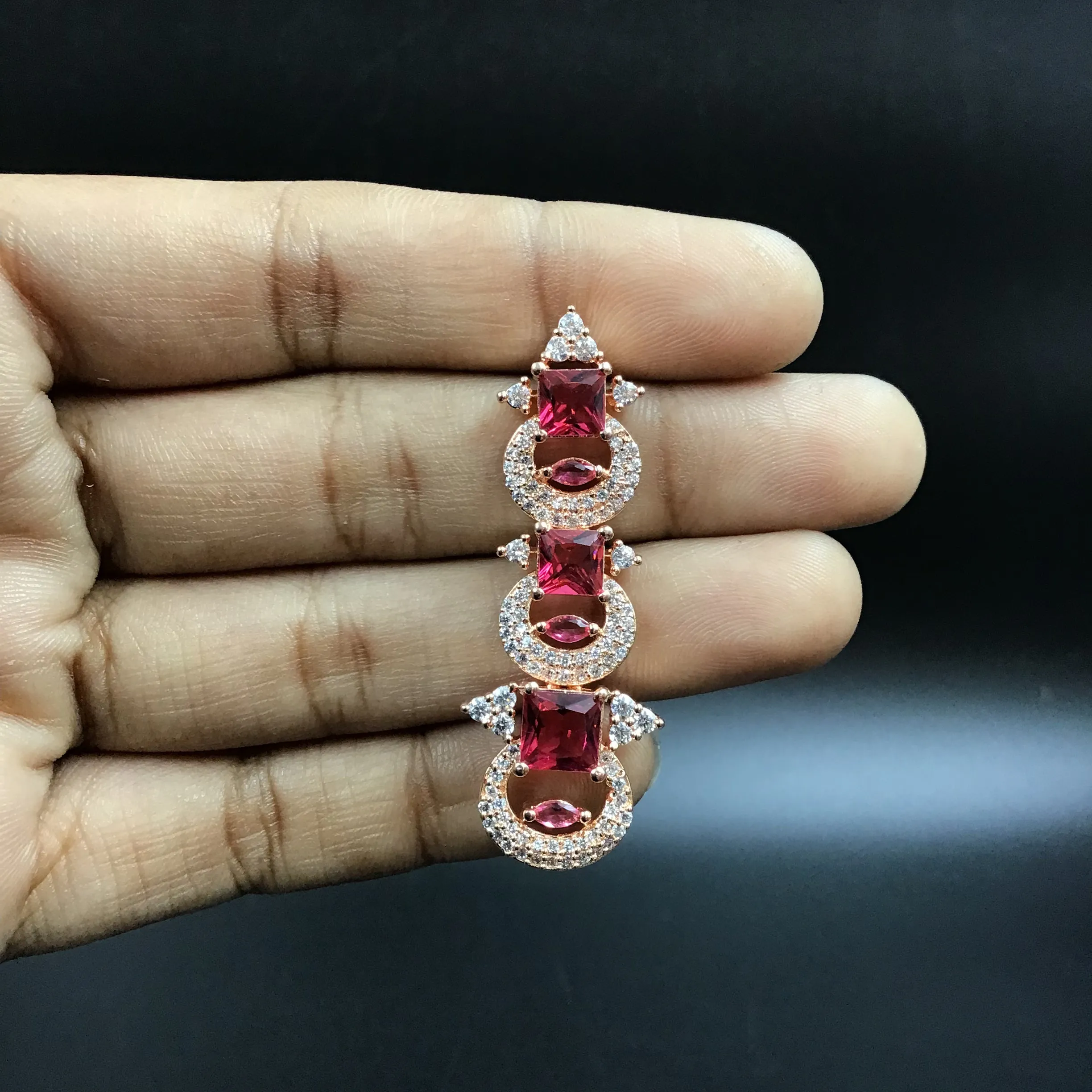 Ruby Zircon/AD Necklace Set 18457-5639
