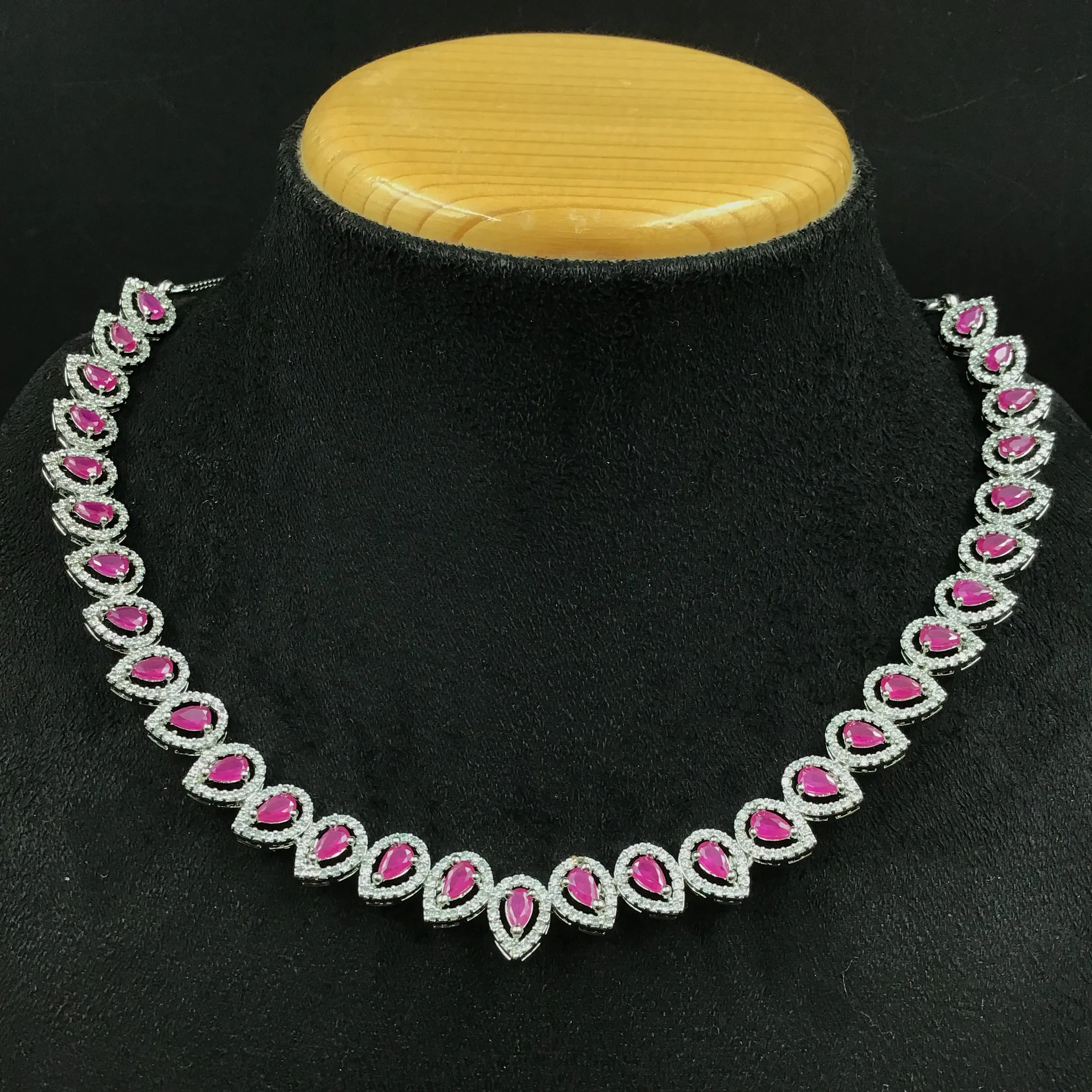 Ruby Zircon/AD Necklace Set   18931-6113