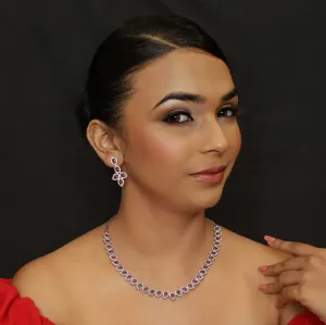Ruby Zircon/AD Necklace Set   18931-6113