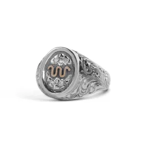 Running W Filigree Signet Ring
