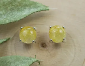 Rutilated Quartz Sterling Silver Earrings; Genuine Untreated Brazilian Quartz; 1.755cts