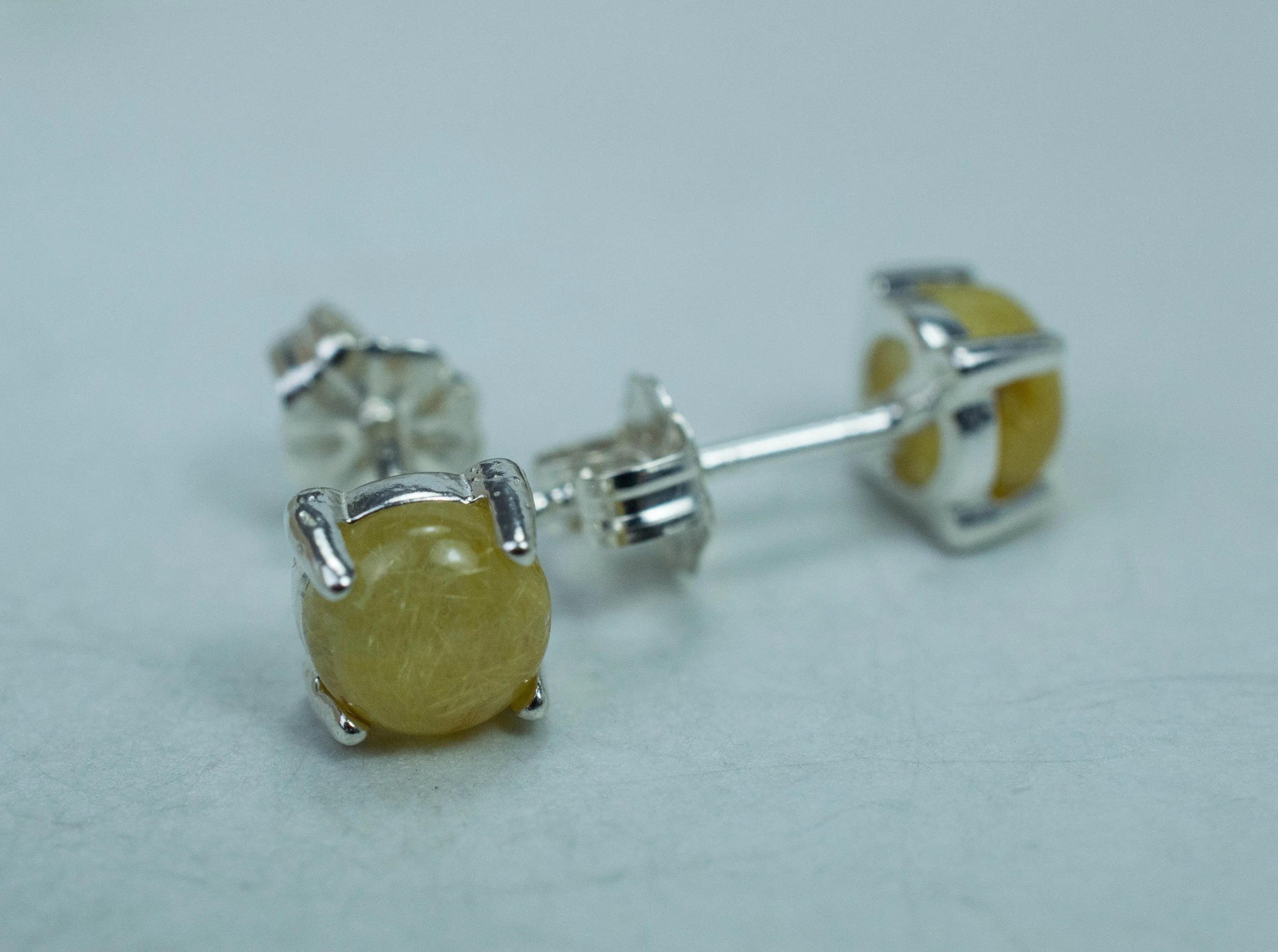 Rutilated Quartz Sterling Silver Earrings; Genuine Untreated Brazilian Quartz; 1.755cts