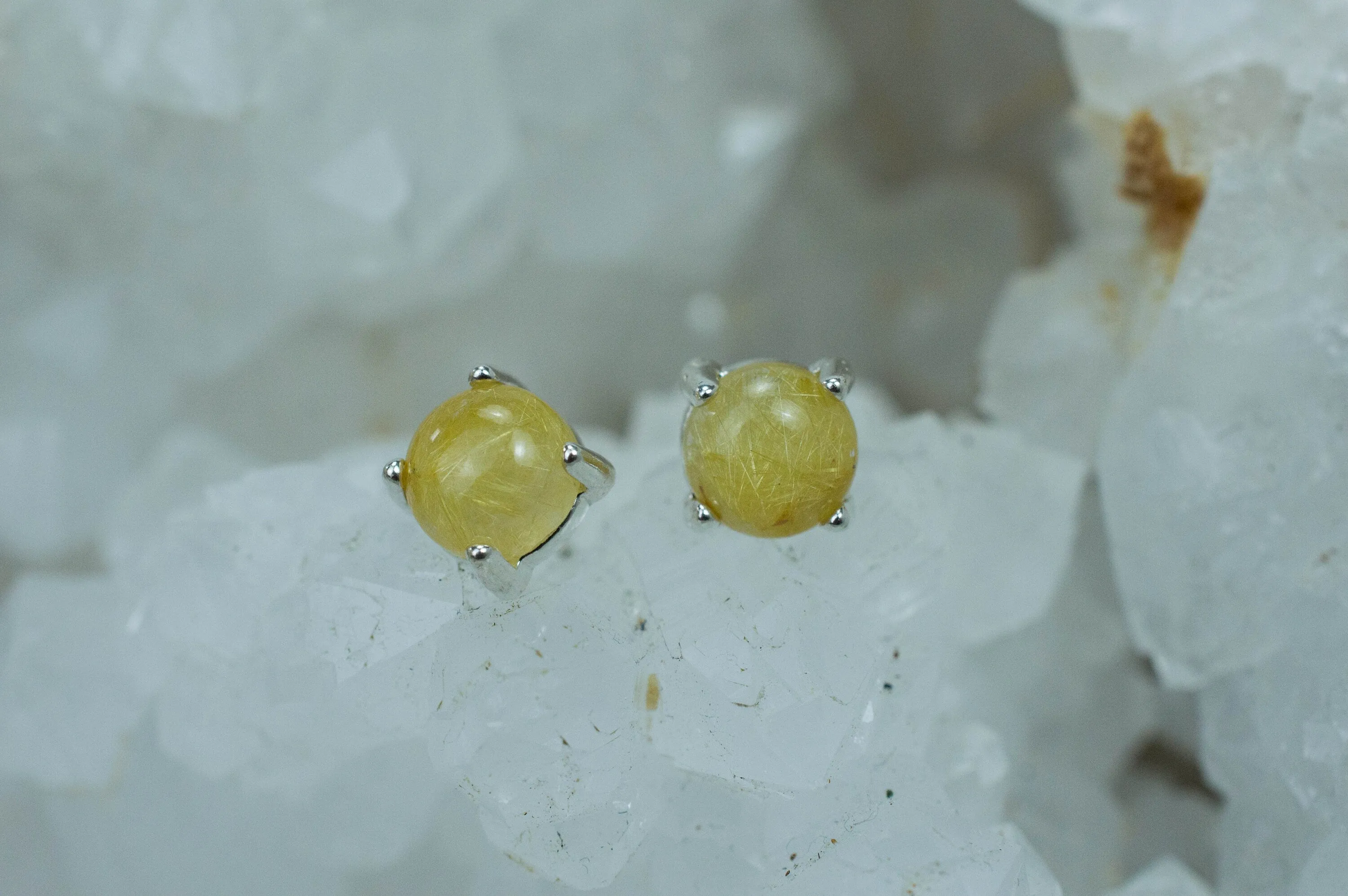 Rutilated Quartz Sterling Silver Earrings; Genuine Untreated Brazilian Quartz; 1.755cts