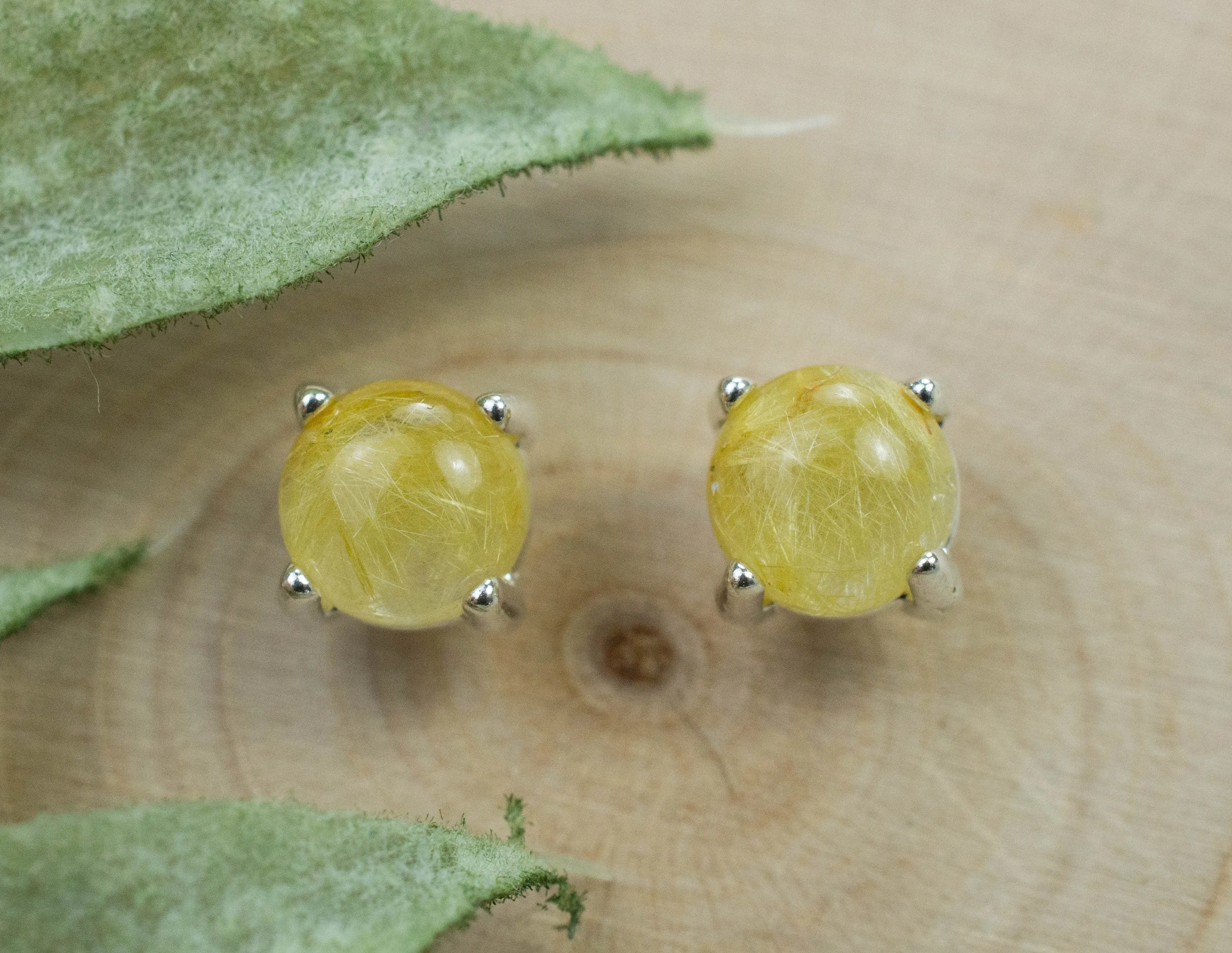 Rutilated Quartz Sterling Silver Earrings; Genuine Untreated Brazilian Quartz; 1.755cts