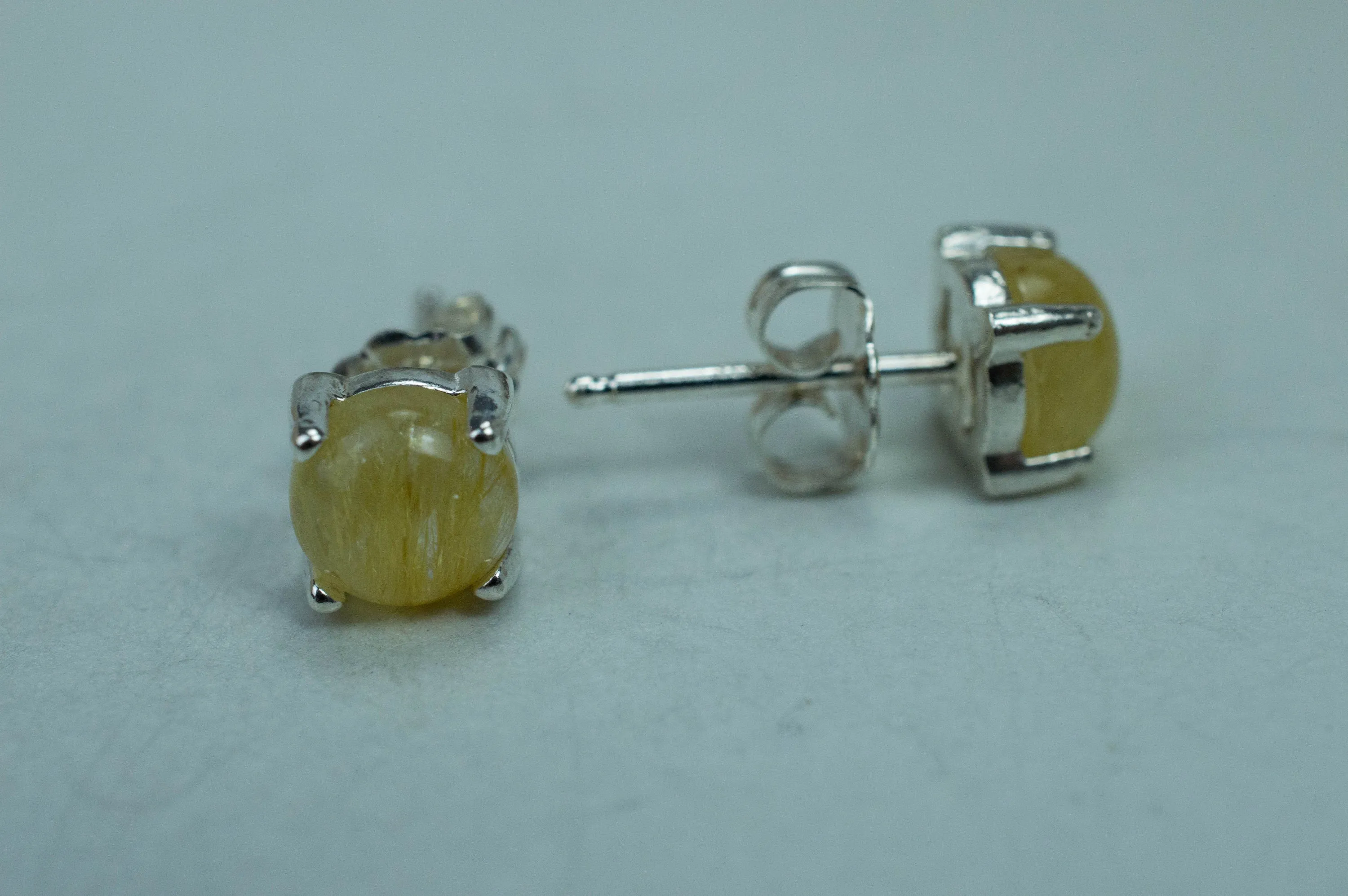 Rutilated Quartz Sterling Silver Earrings; Genuine Untreated Brazilian Quartz; 1.905cts