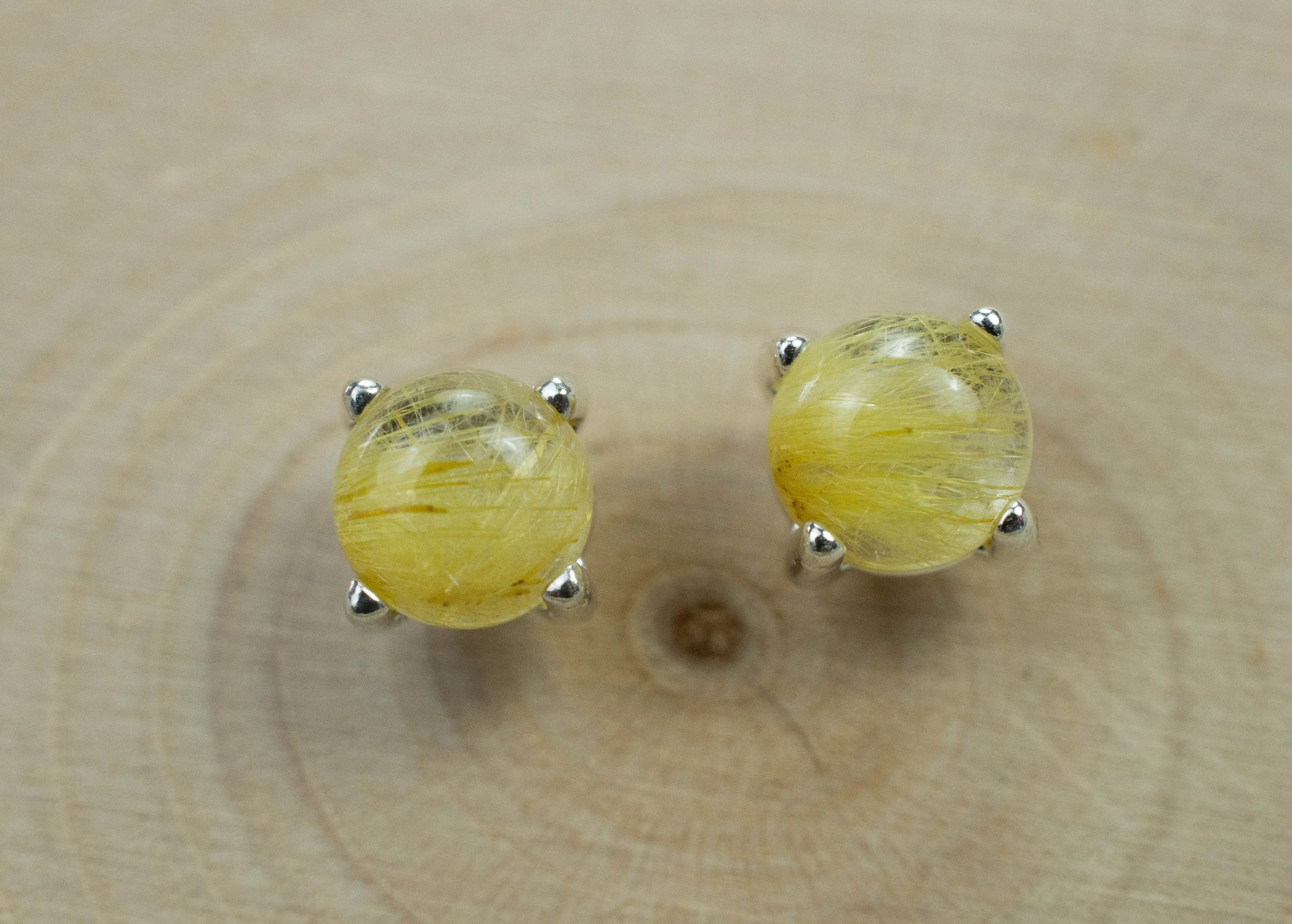 Rutilated Quartz Sterling Silver Earrings; Genuine Untreated Brazilian Quartz; 1.905cts