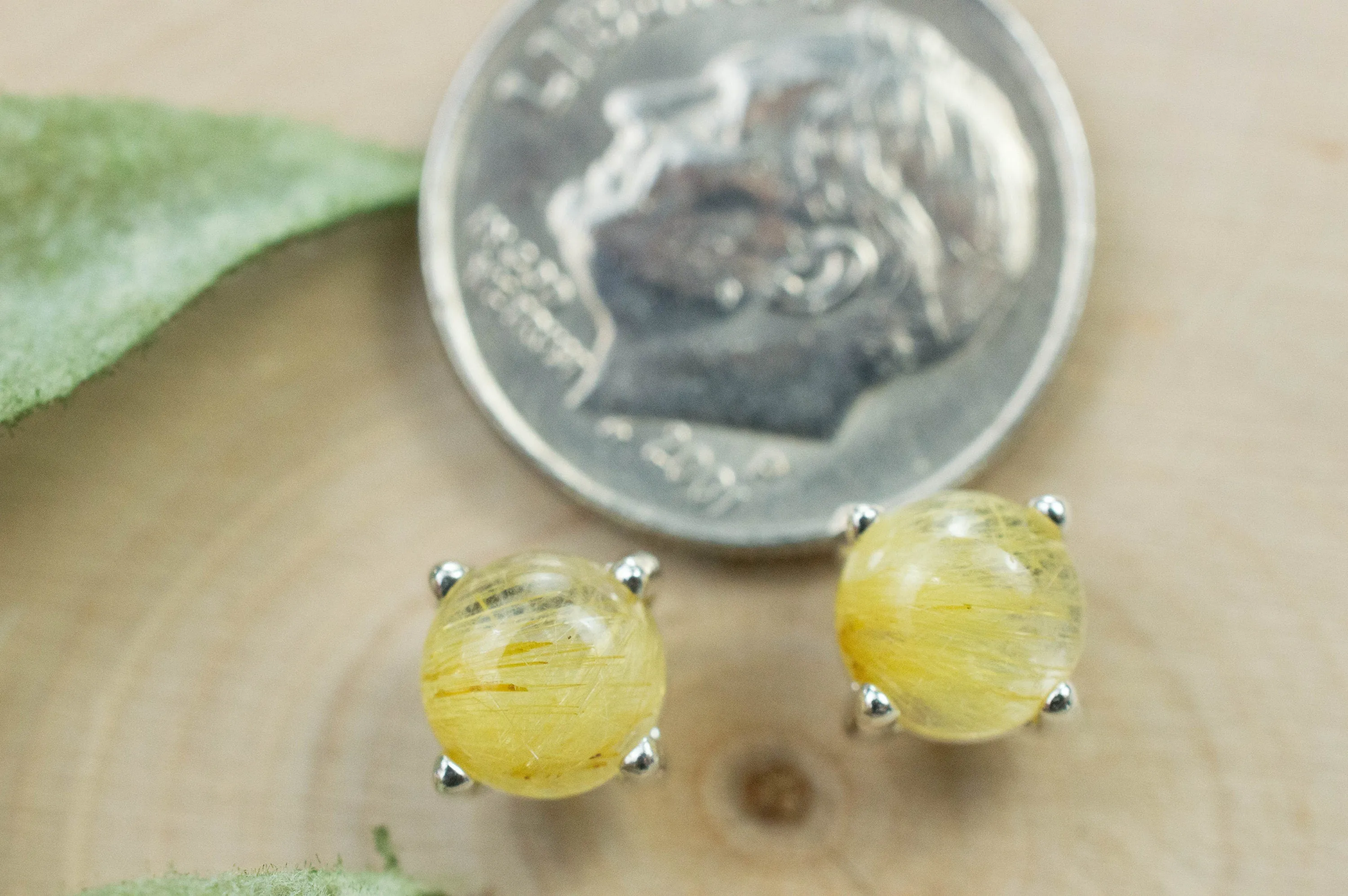 Rutilated Quartz Sterling Silver Earrings; Genuine Untreated Brazilian Quartz; 1.905cts