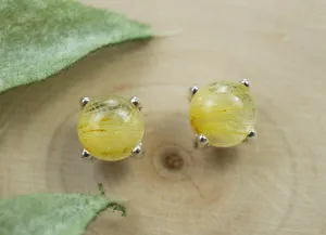Rutilated Quartz Sterling Silver Earrings; Genuine Untreated Brazilian Quartz; 1.905cts