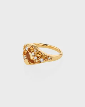 Sand Citrine Signet Ring