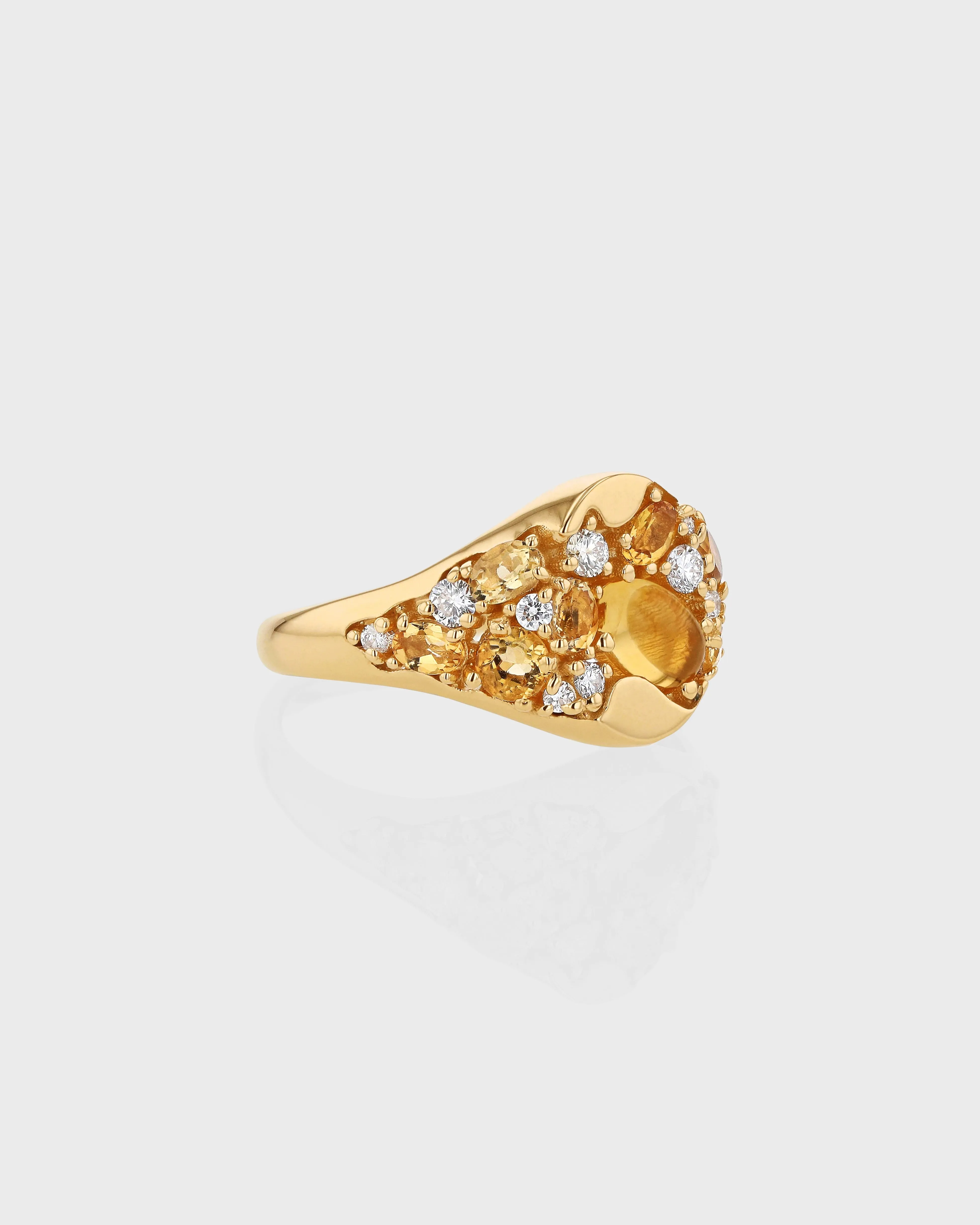 Sand Citrine Signet Ring