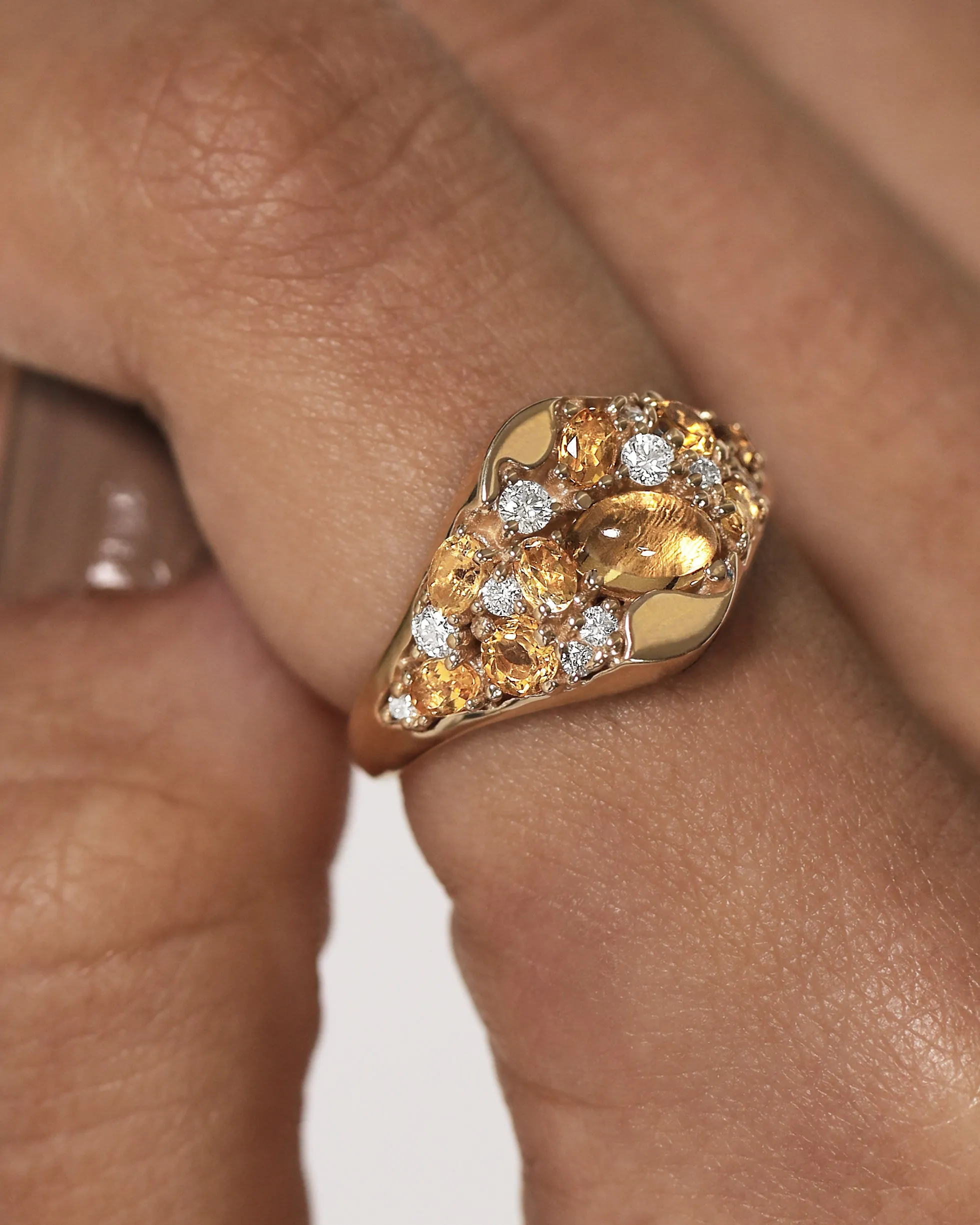 Sand Citrine Signet Ring
