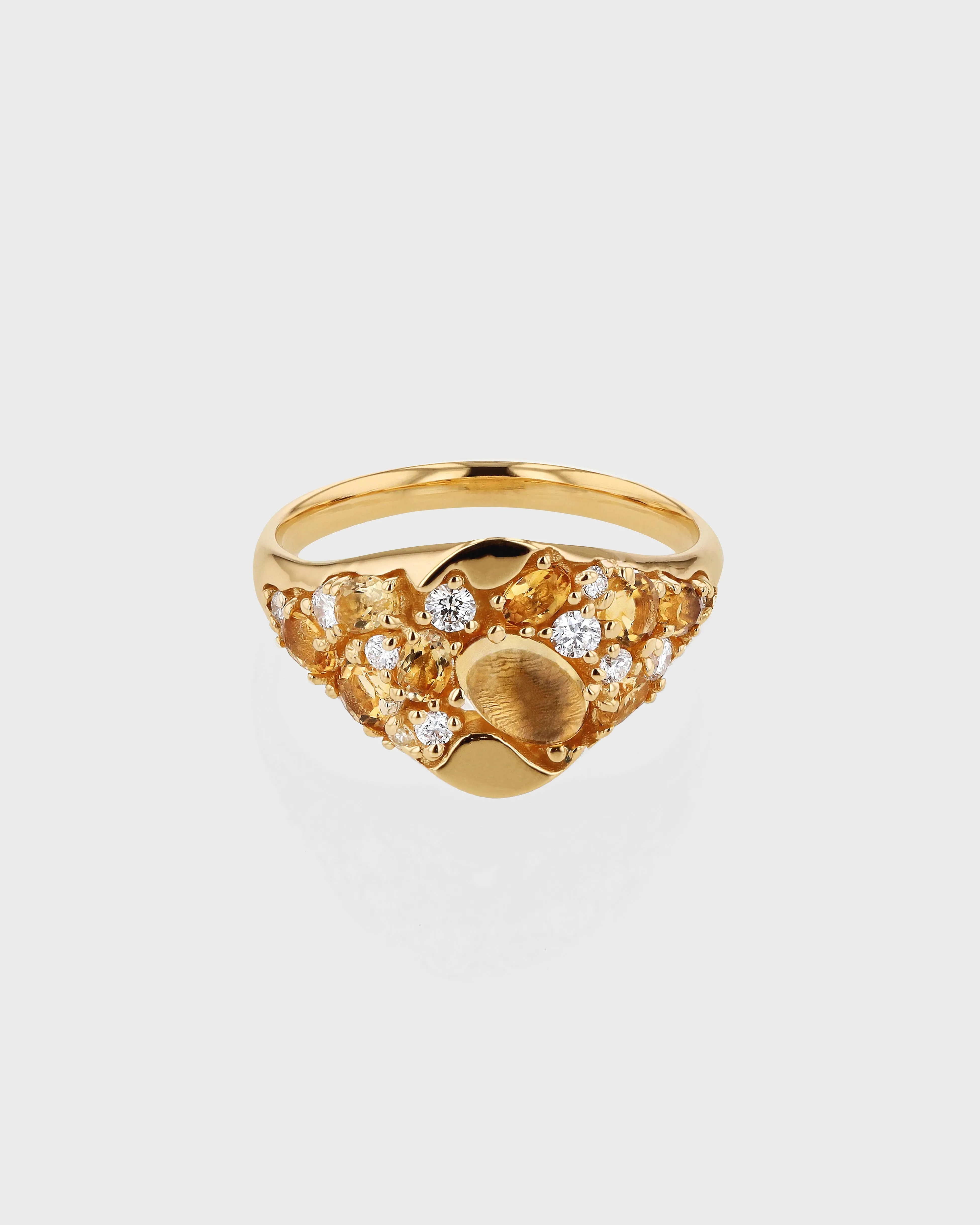 Sand Citrine Signet Ring