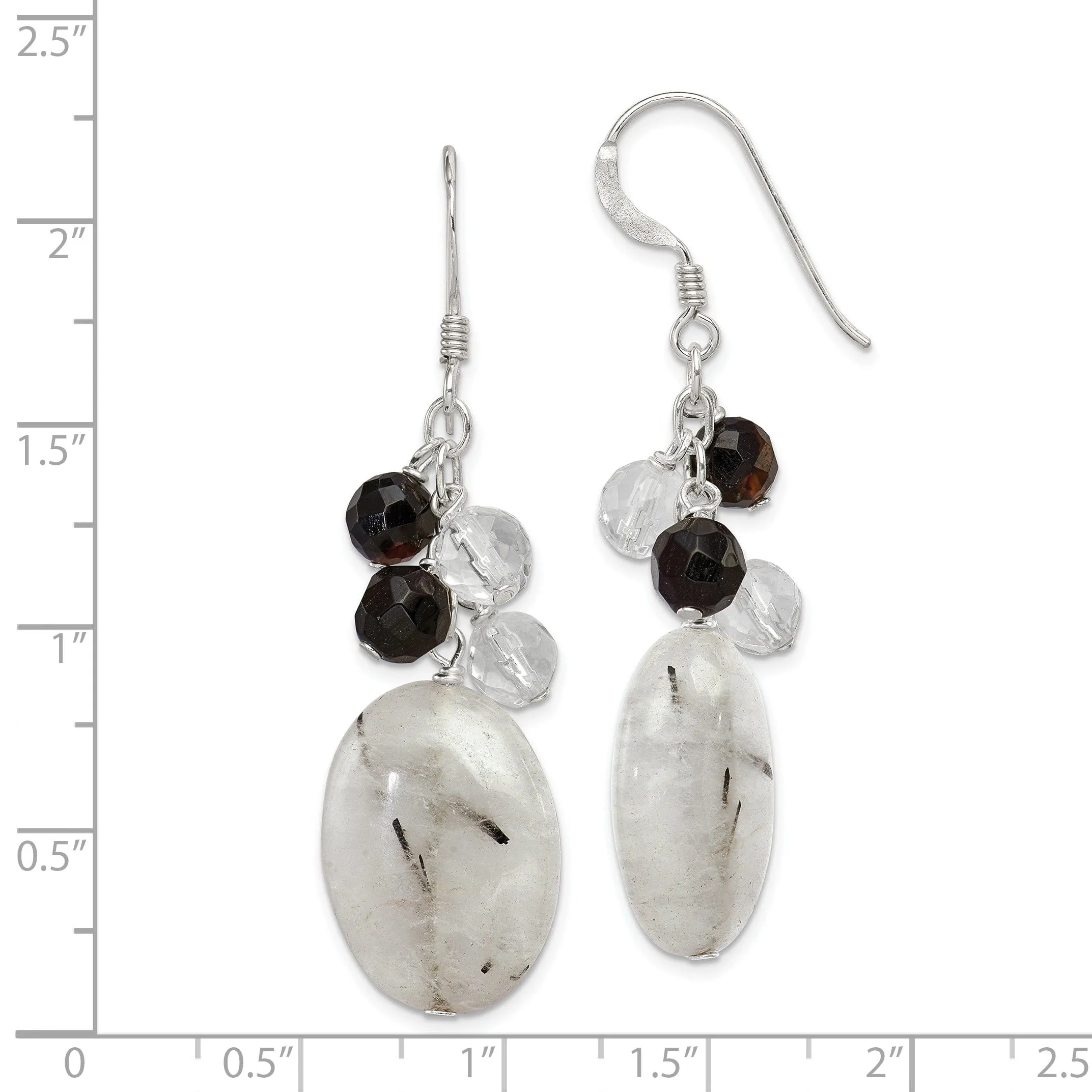 Silver Agate Crystal Quartz Dangle Earrings