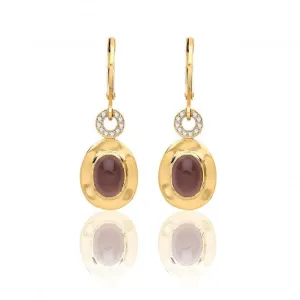 Silver & Co 18k Gold Plated Smoky Quartz CZ Earrings SEG0091Y