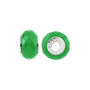 Silver & Green Jade Wheel Charm S434GRE