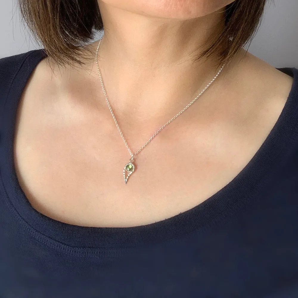 Silver Paisley and Garnet Necklace