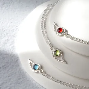 Silver Paisley and Garnet Necklace