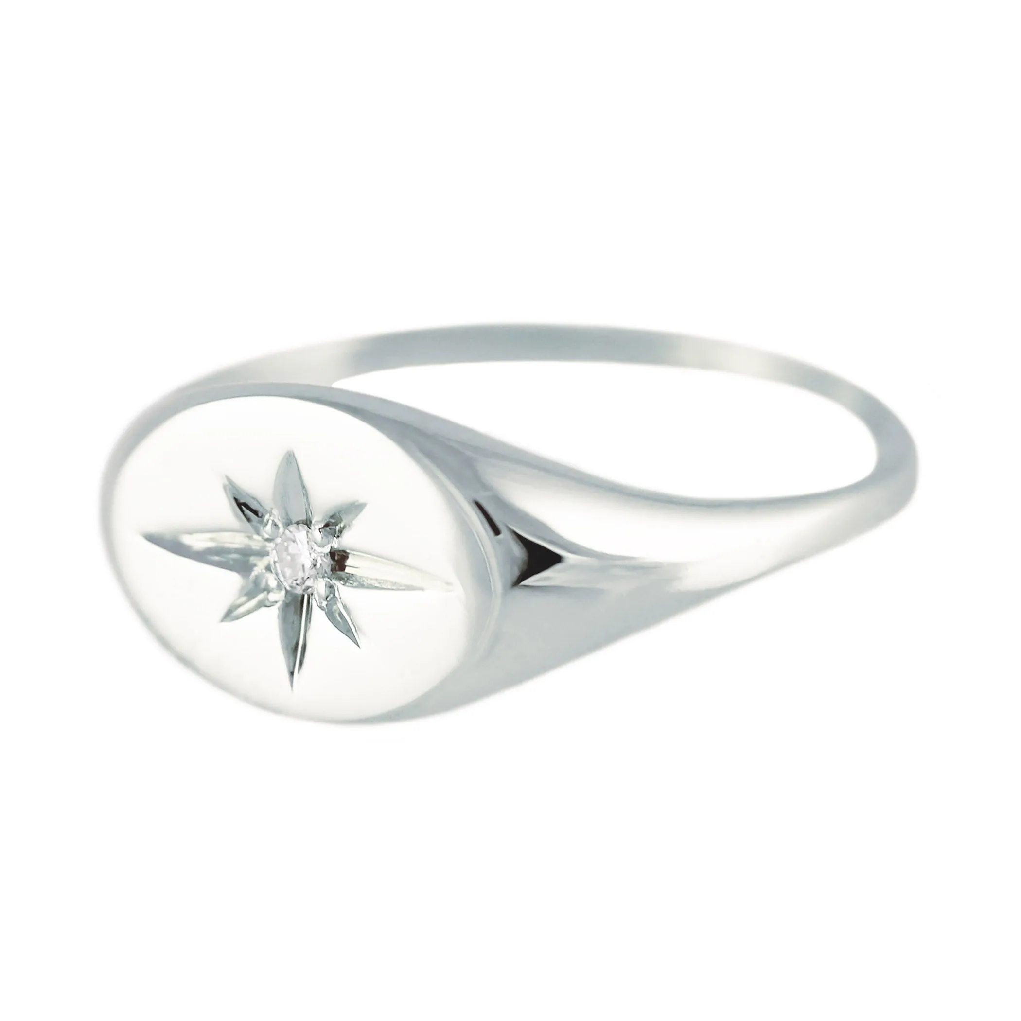 SILVER STARBURST SIGNET RING