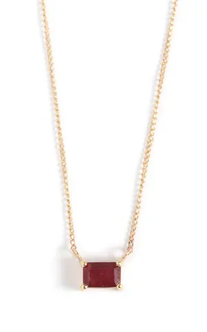 Single Ruby Baguette Necklace