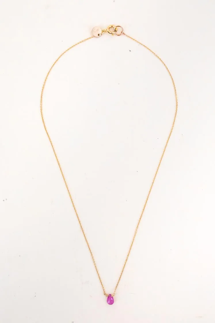 Single Stone Necklace - Ruby