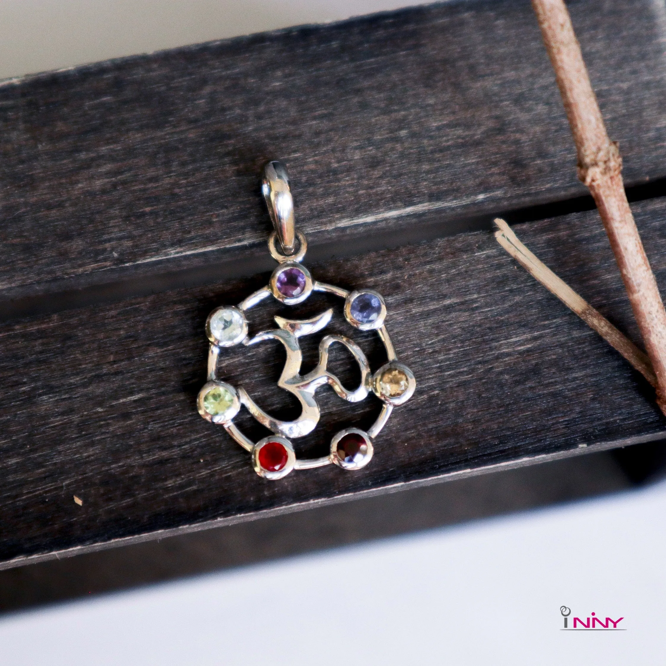Small Ohm of 7 Chakra Pendant