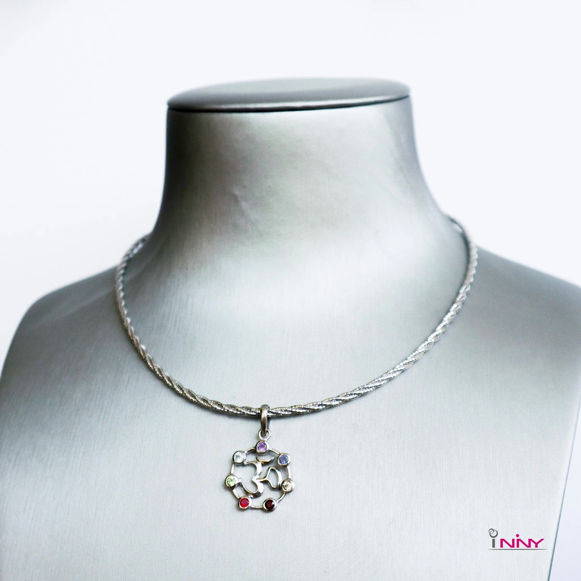 Small Ohm of 7 Chakra Pendant