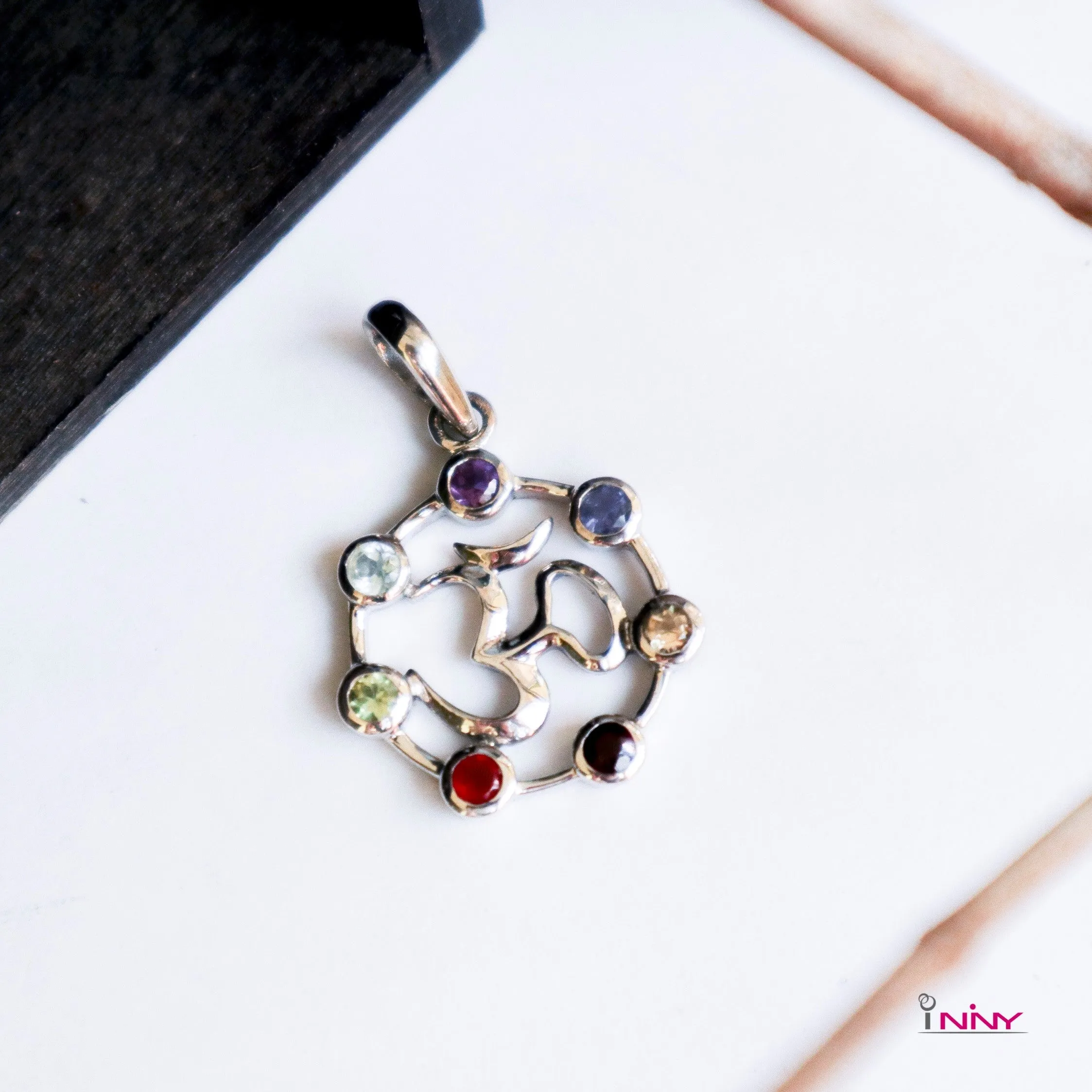 Small Ohm of 7 Chakra Pendant