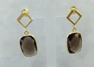 Smokey Quartz Gemstone Drop Earrings