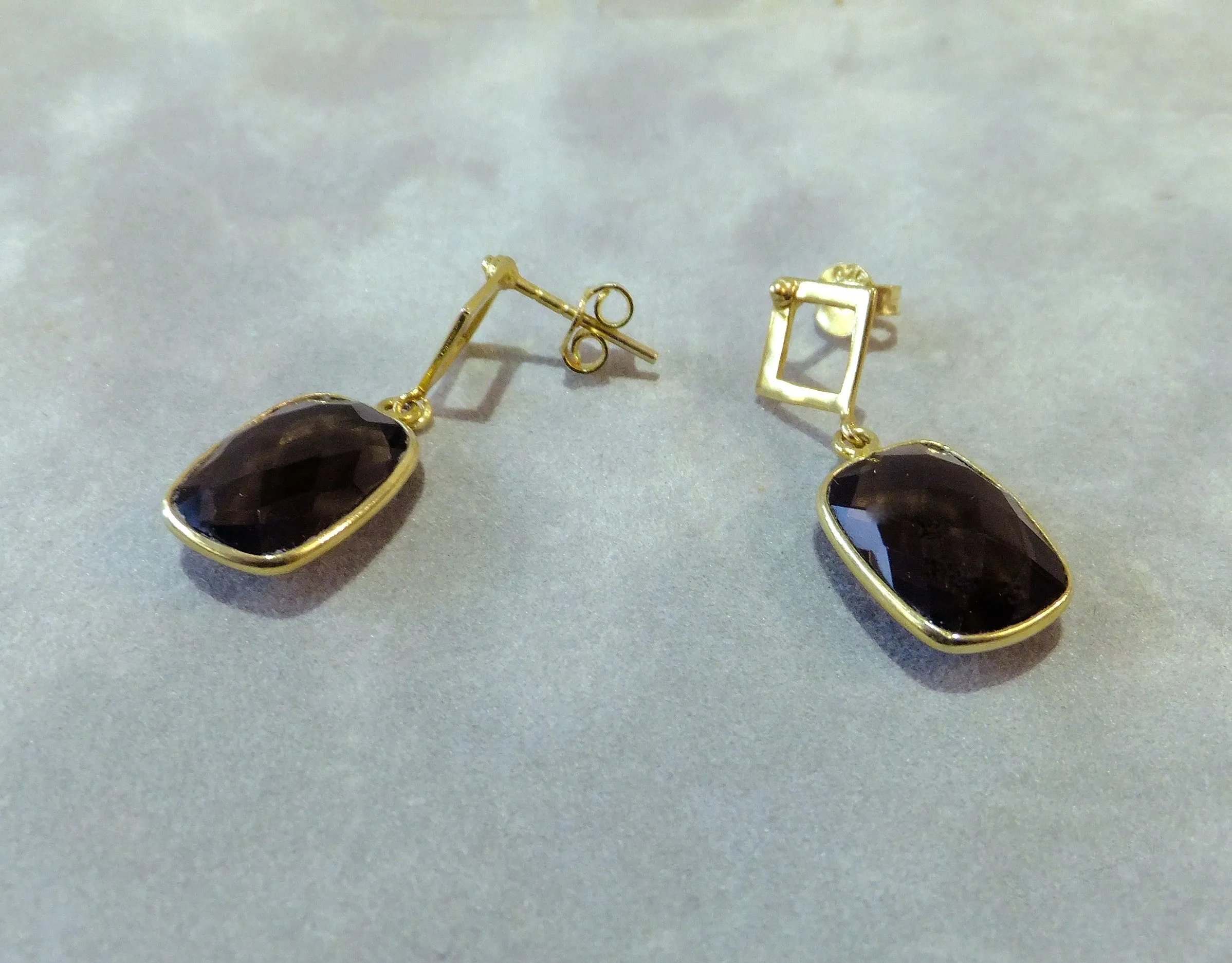 Smokey Quartz Gemstone Drop Earrings