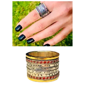 Spinner rings 4 Blessings Meditation Ring, Silver and Gold Personalized Rings