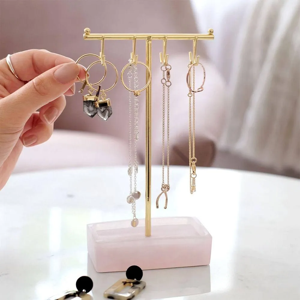 Stackers Mini T-Bar Jewellery Stand Rose Quartz